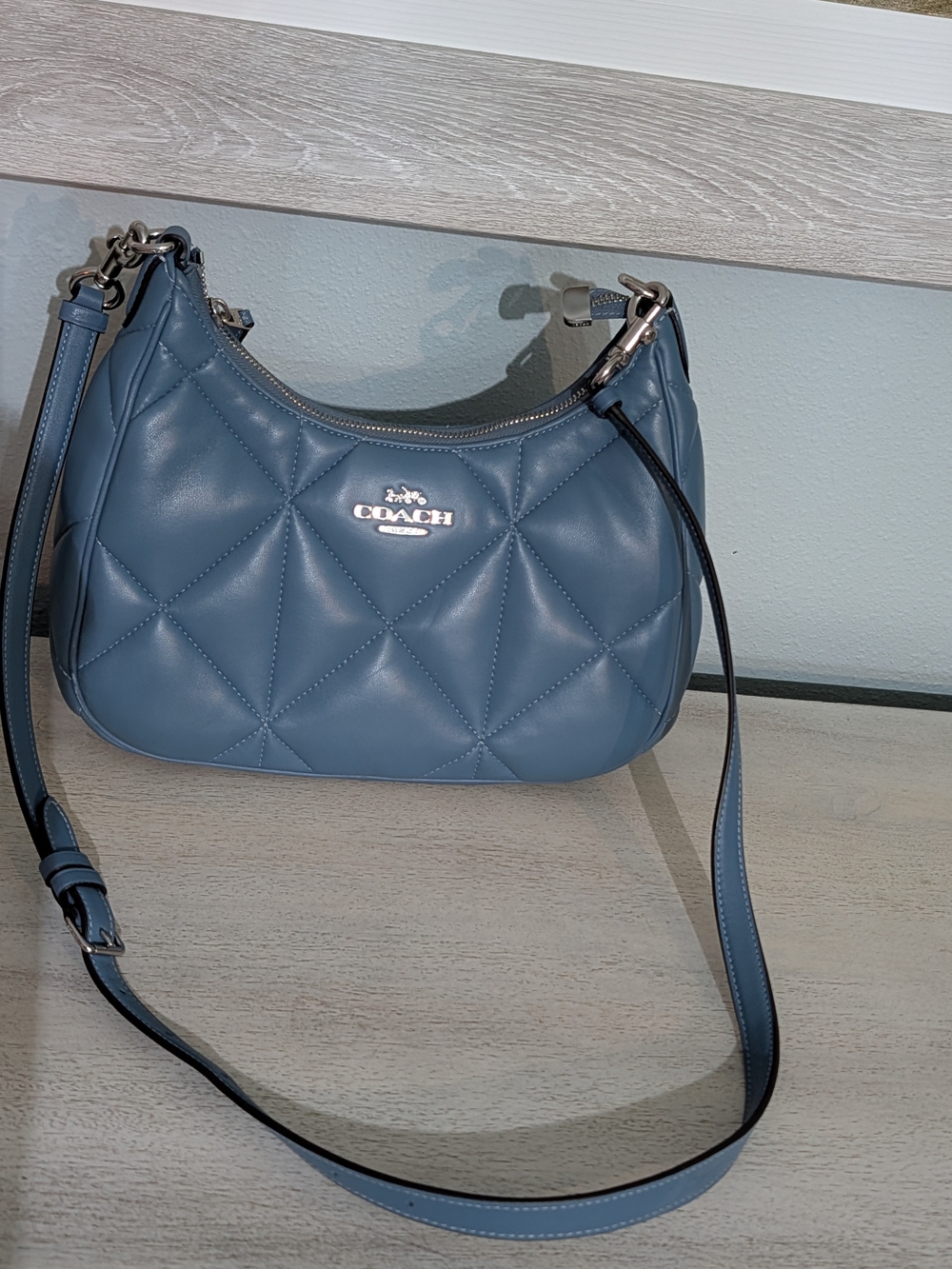 Coach Quilted Shoulder Bag in Slate Blue